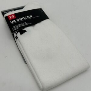 Under Armour Over The Calf Nylon Blend Sock Soccer Mens Medium White Stretch NEW